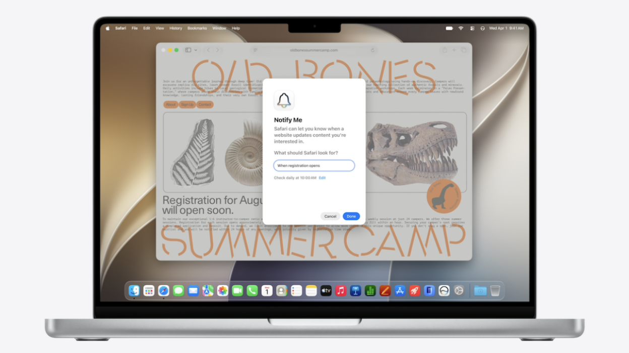 Safari Notify Me feature at WWDC