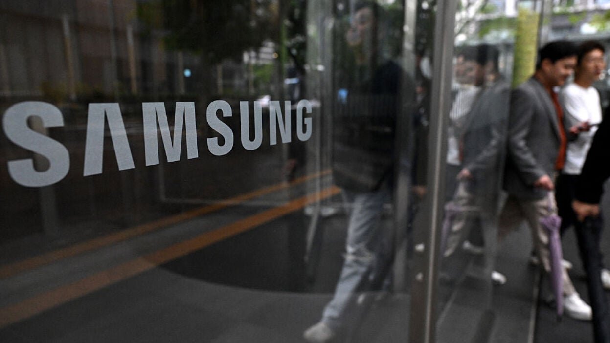 Samsung logo on glass window