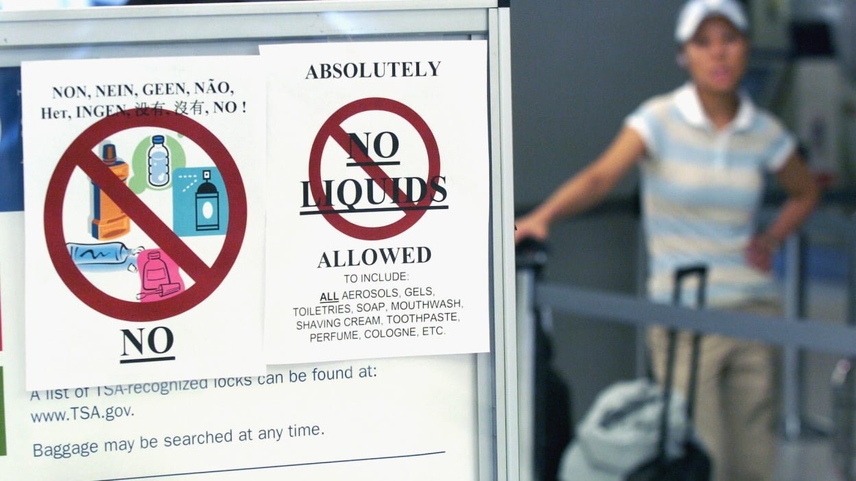 Notices on liquids at airports