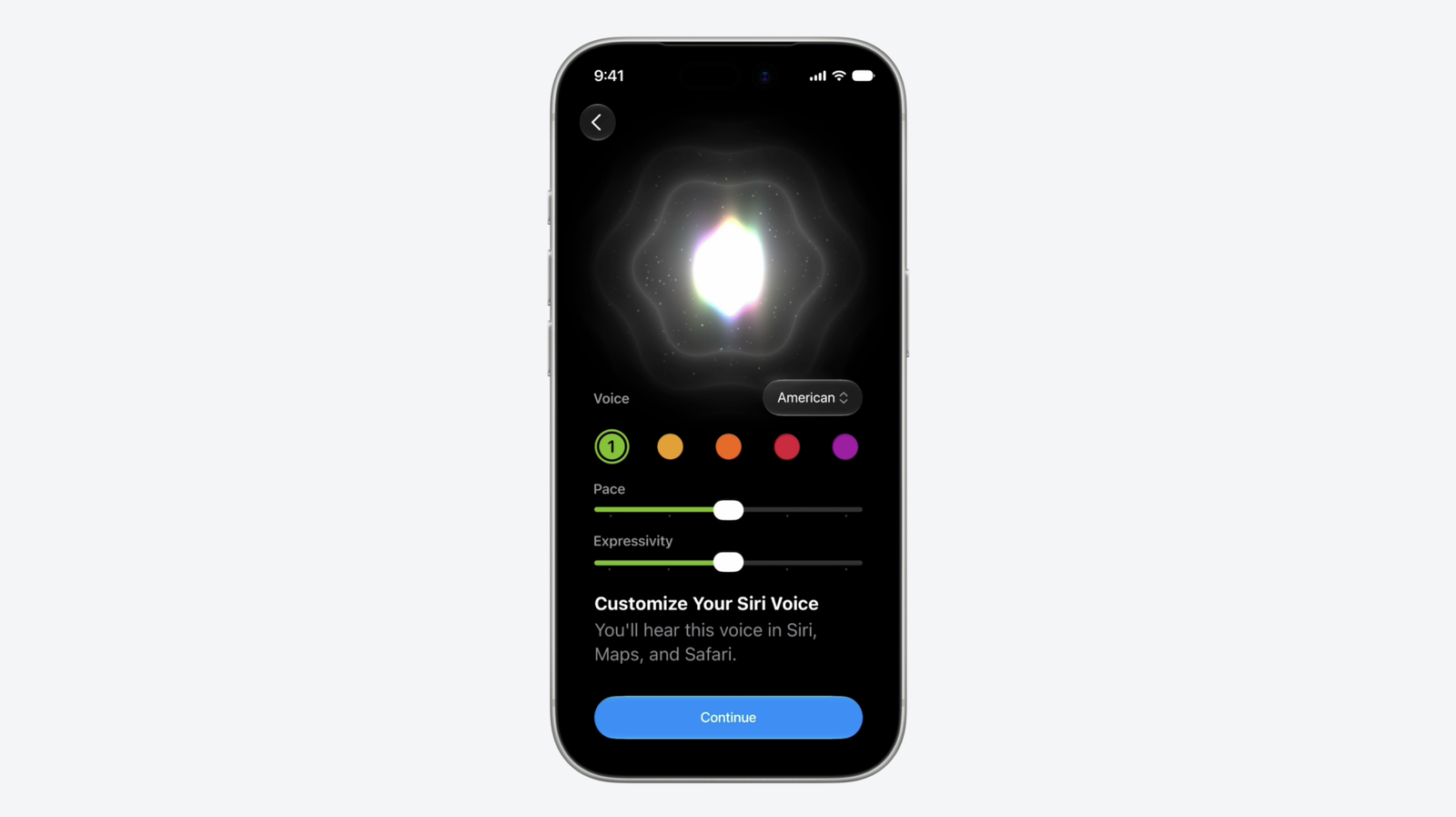 Siri AI voice sliders
