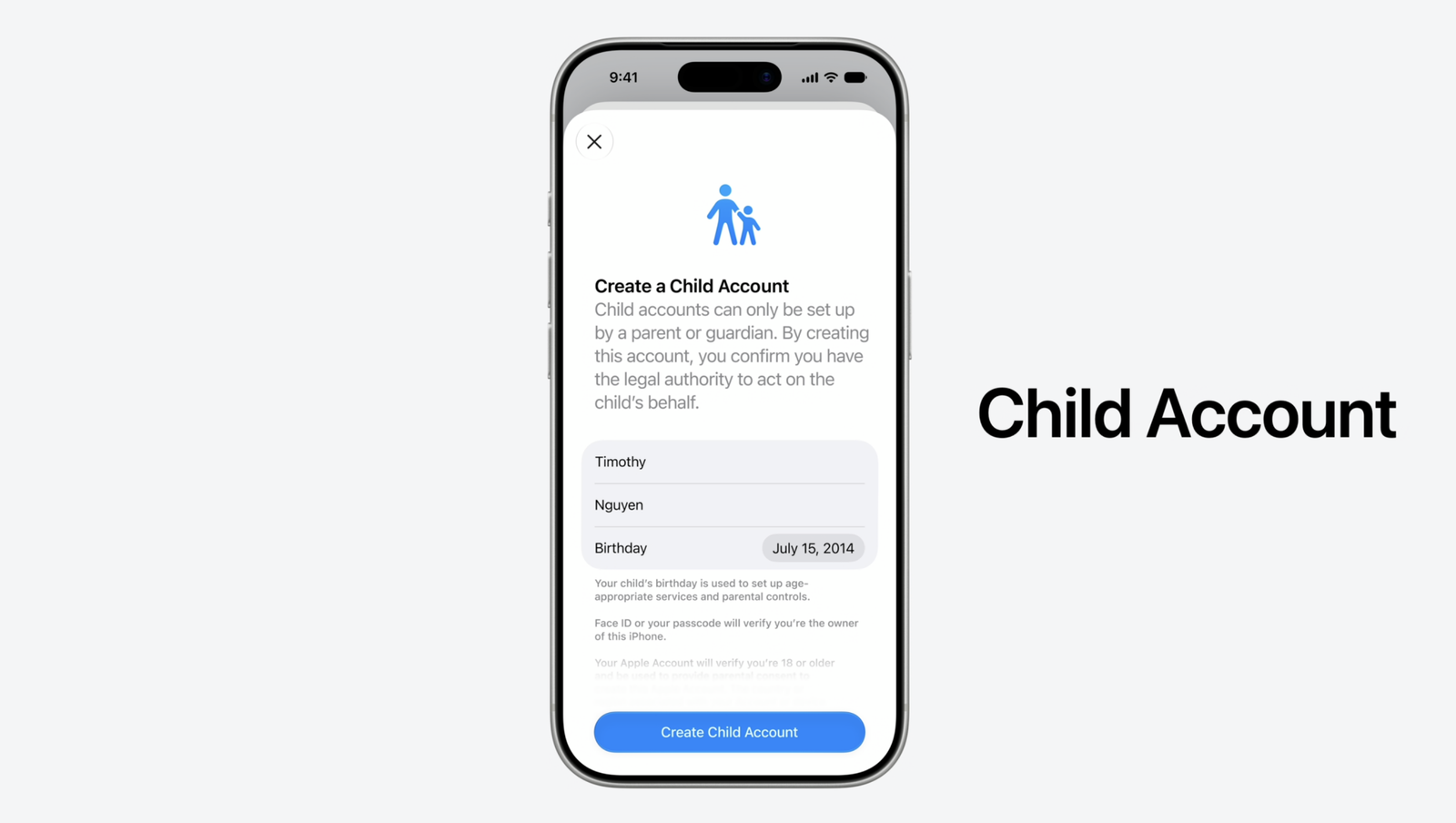Child Account feature on iOS
